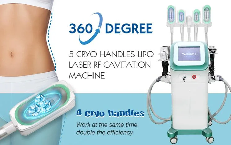 360 Degree 5 Cryo Body Shape Lipo Laser 40K Cavitation Body RF Cryo Cool Fat Freezing Slimming Machine