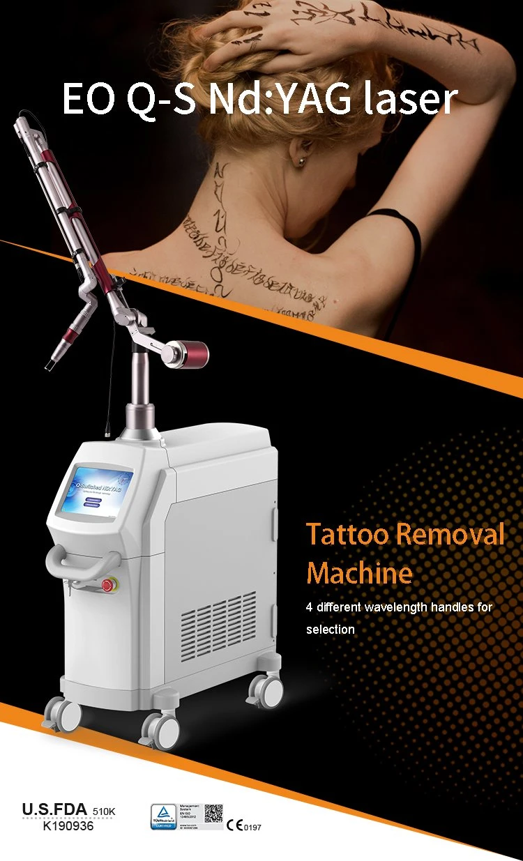 1064nm/532nm Q-Switch Laser Eo Q-Switched ND YAG Laser Flat-Top Beam Tattoo Removal HS-290 Apolo