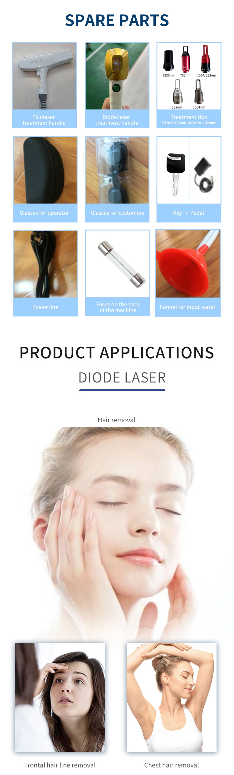 New Arrived 2 in 1 Diode Laser + Pico Laser Permanent Hair Remover Tattoo Removal Machine